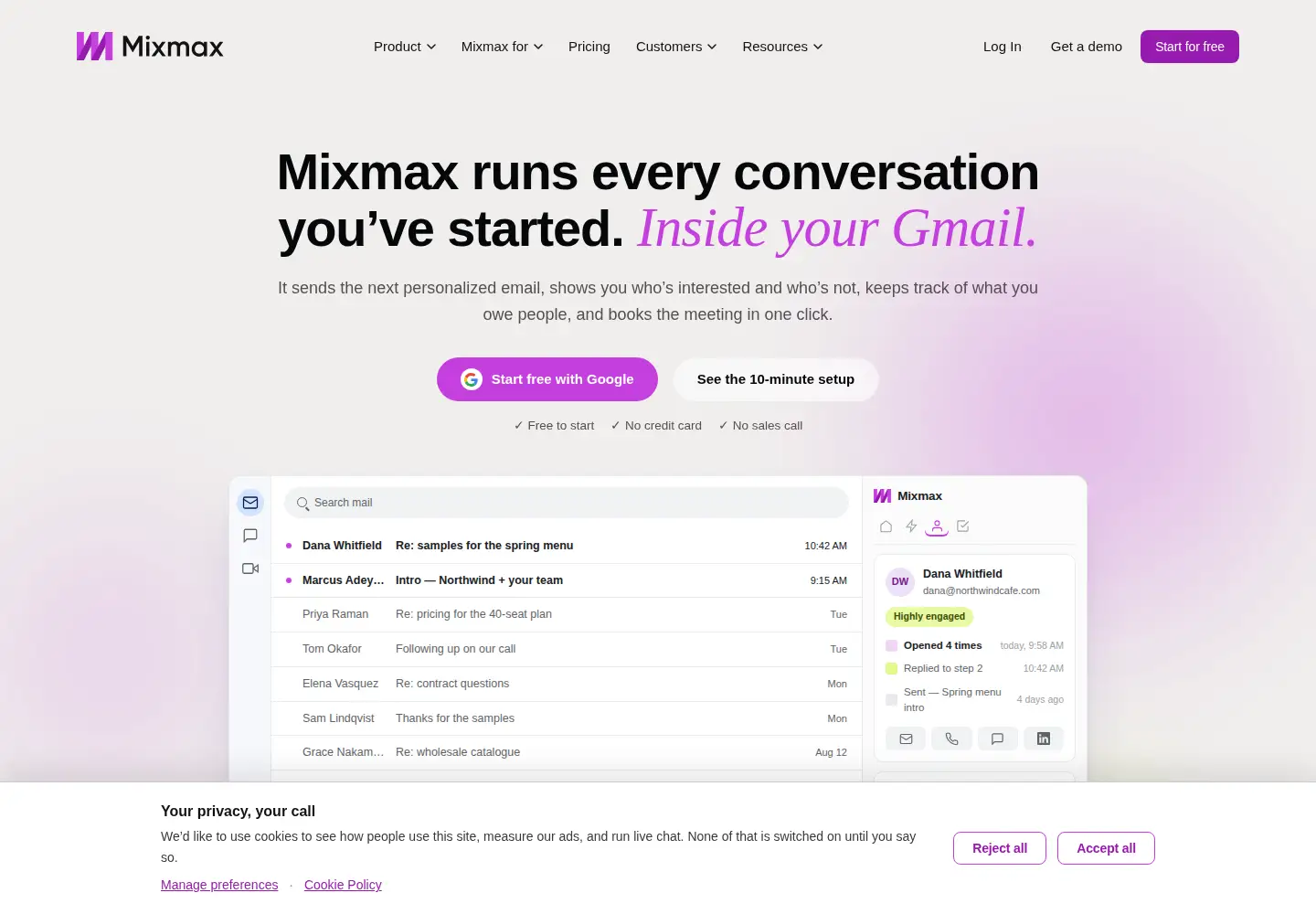 Screenshot of mixmax.com