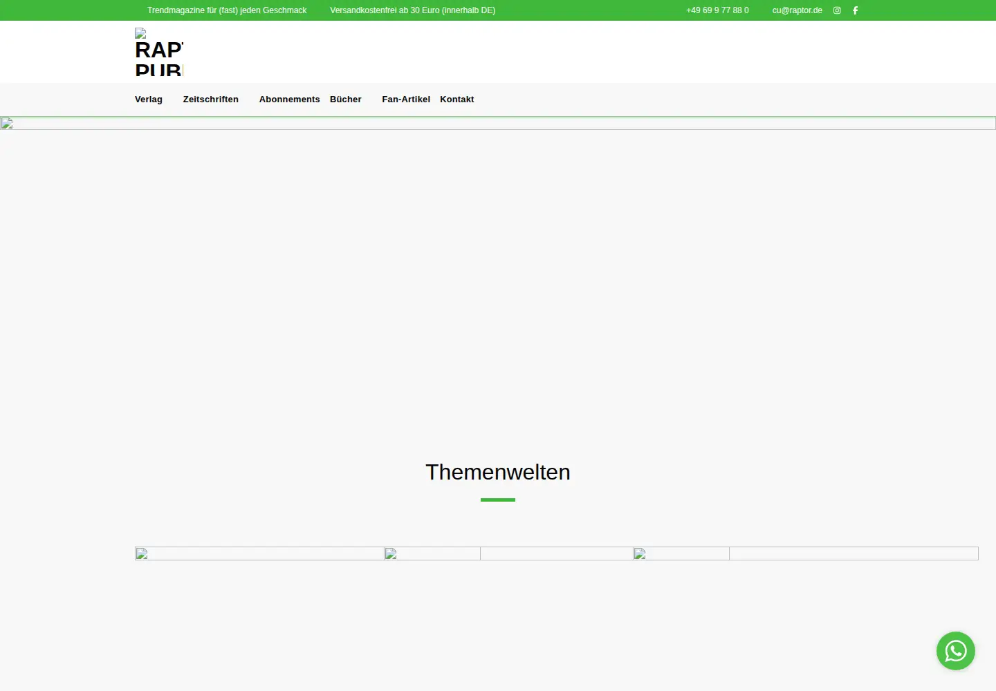 Captured homepage of raptor.de in the current scan