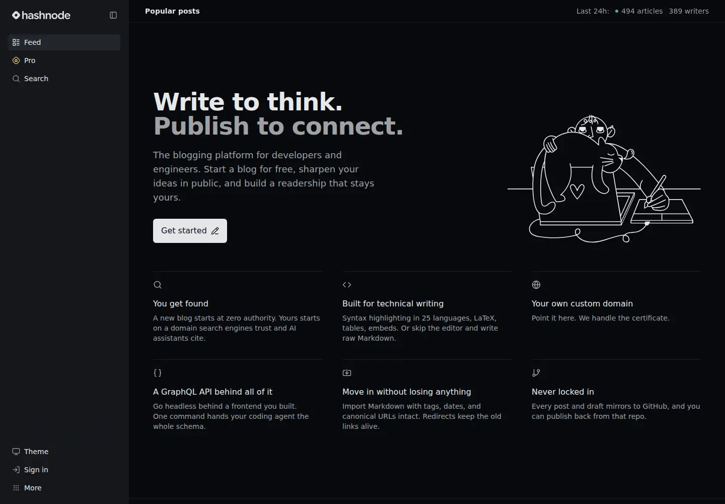 Screenshot of hashnode.com
