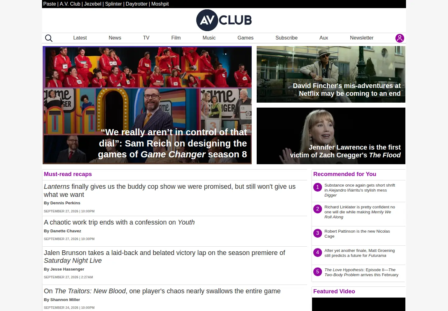 Screenshot of avclub.com