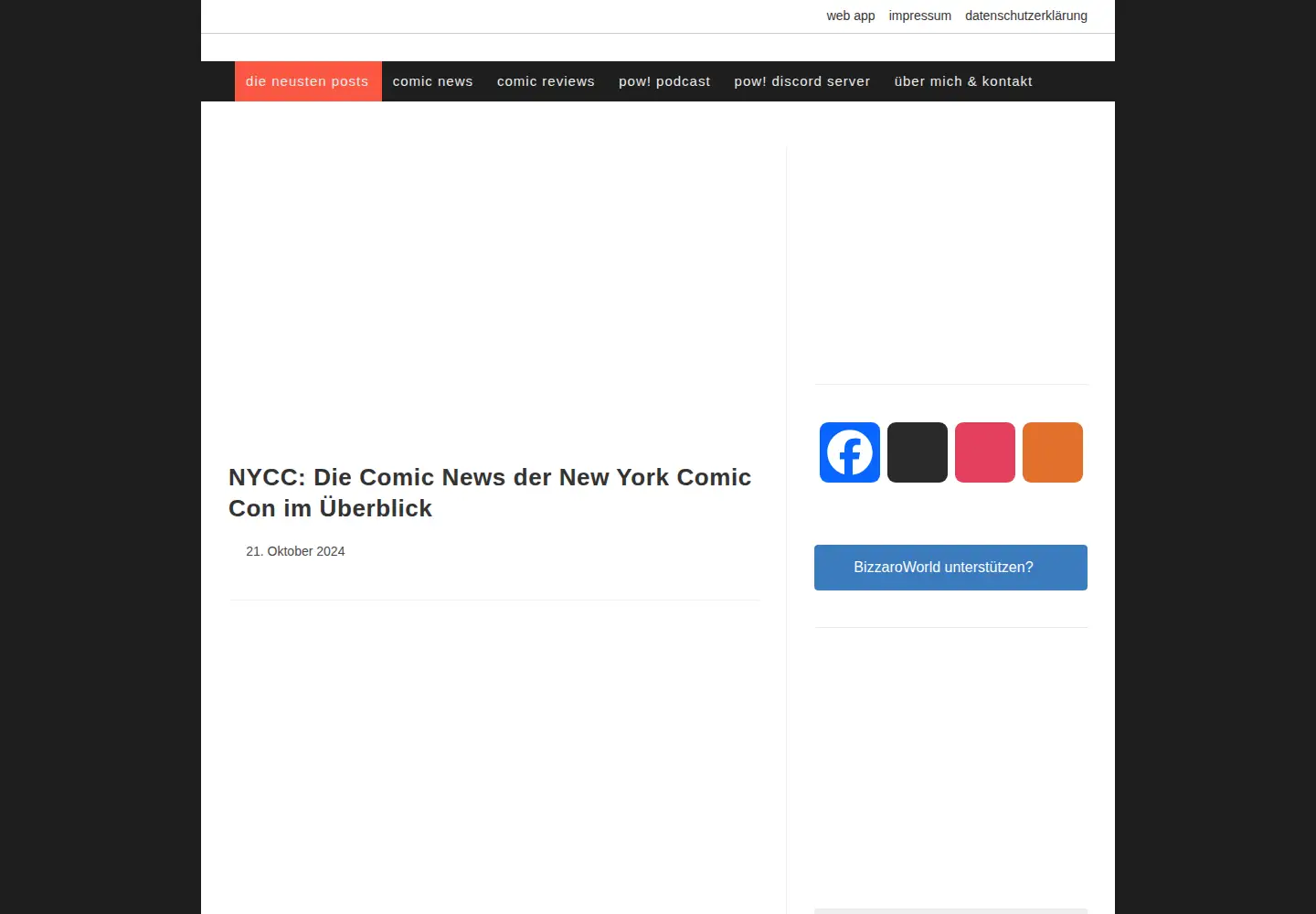 Screenshot of bizzaroworldcomics.de