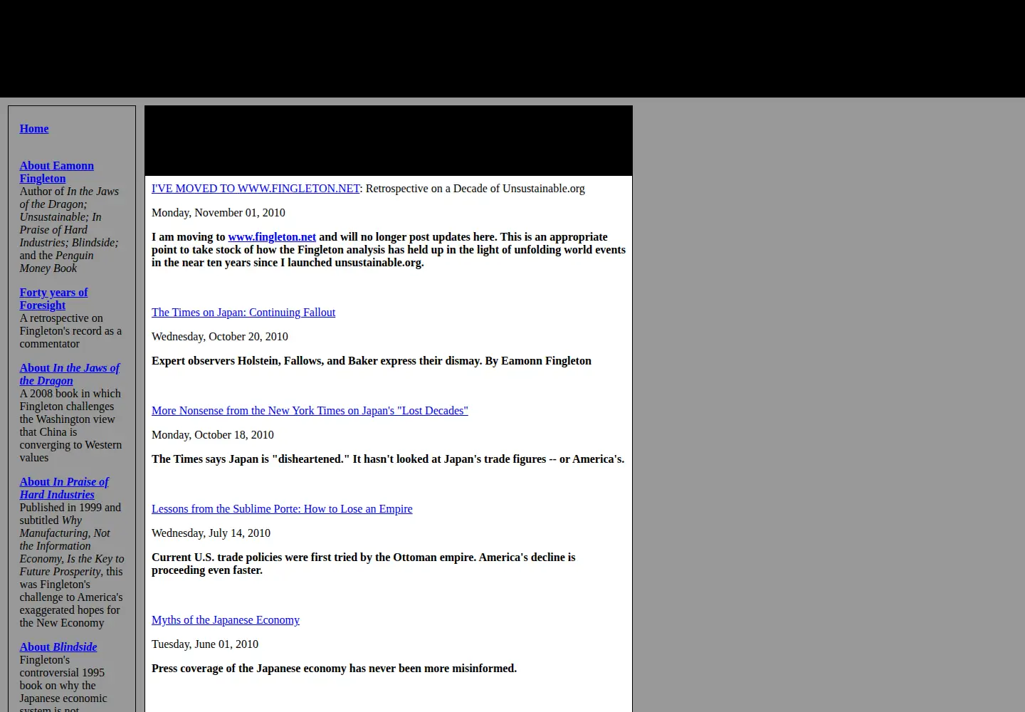 Screenshot of unsustainable.org