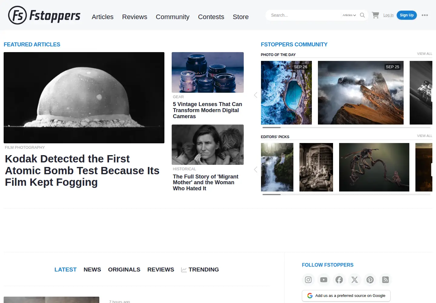 Screenshot of fstoppers.com
