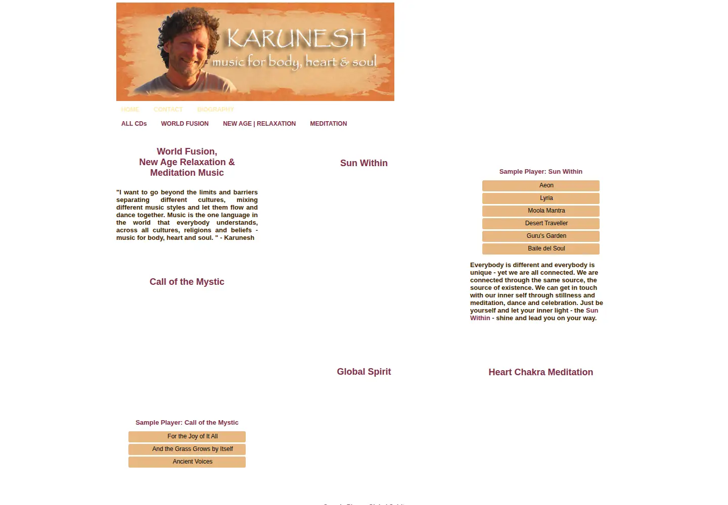 Captured homepage of karuneshmusic.com in the current scan