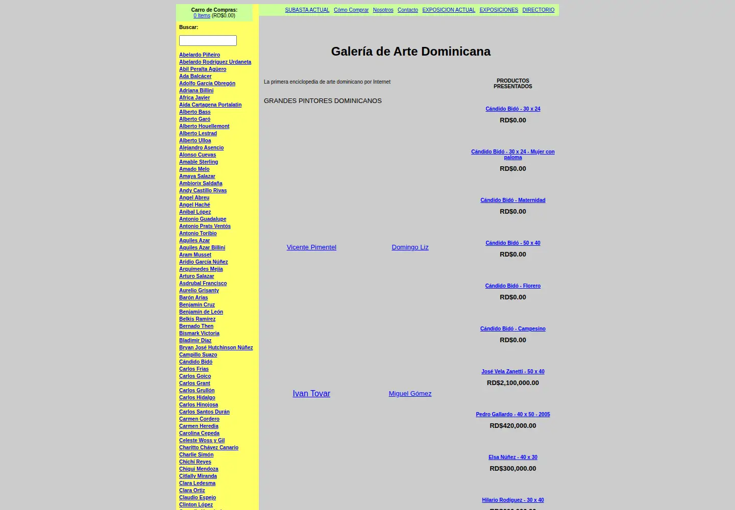 Screenshot of galeriadeartedominicana.com