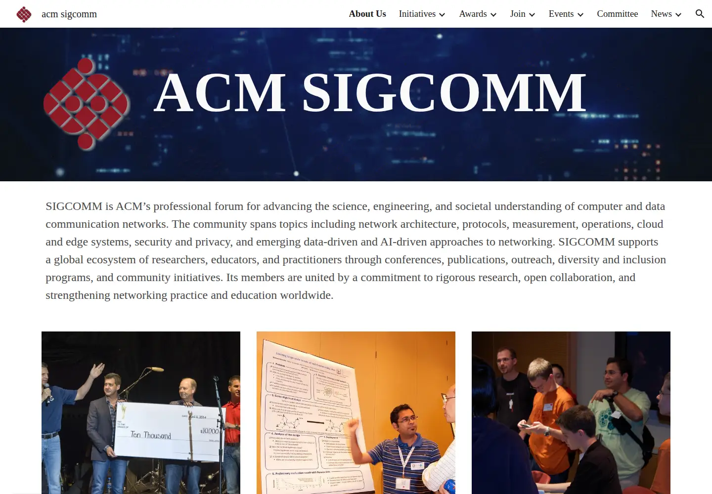 Screenshot of sigcomm.org