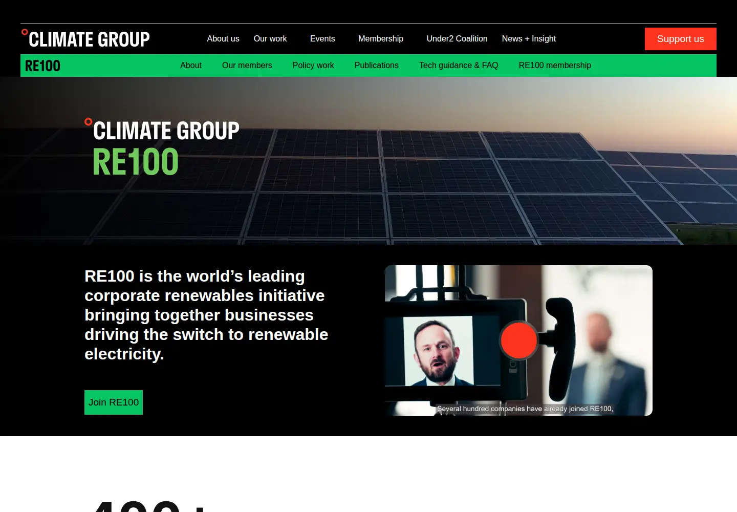Captured homepage of there100.org in the current scan