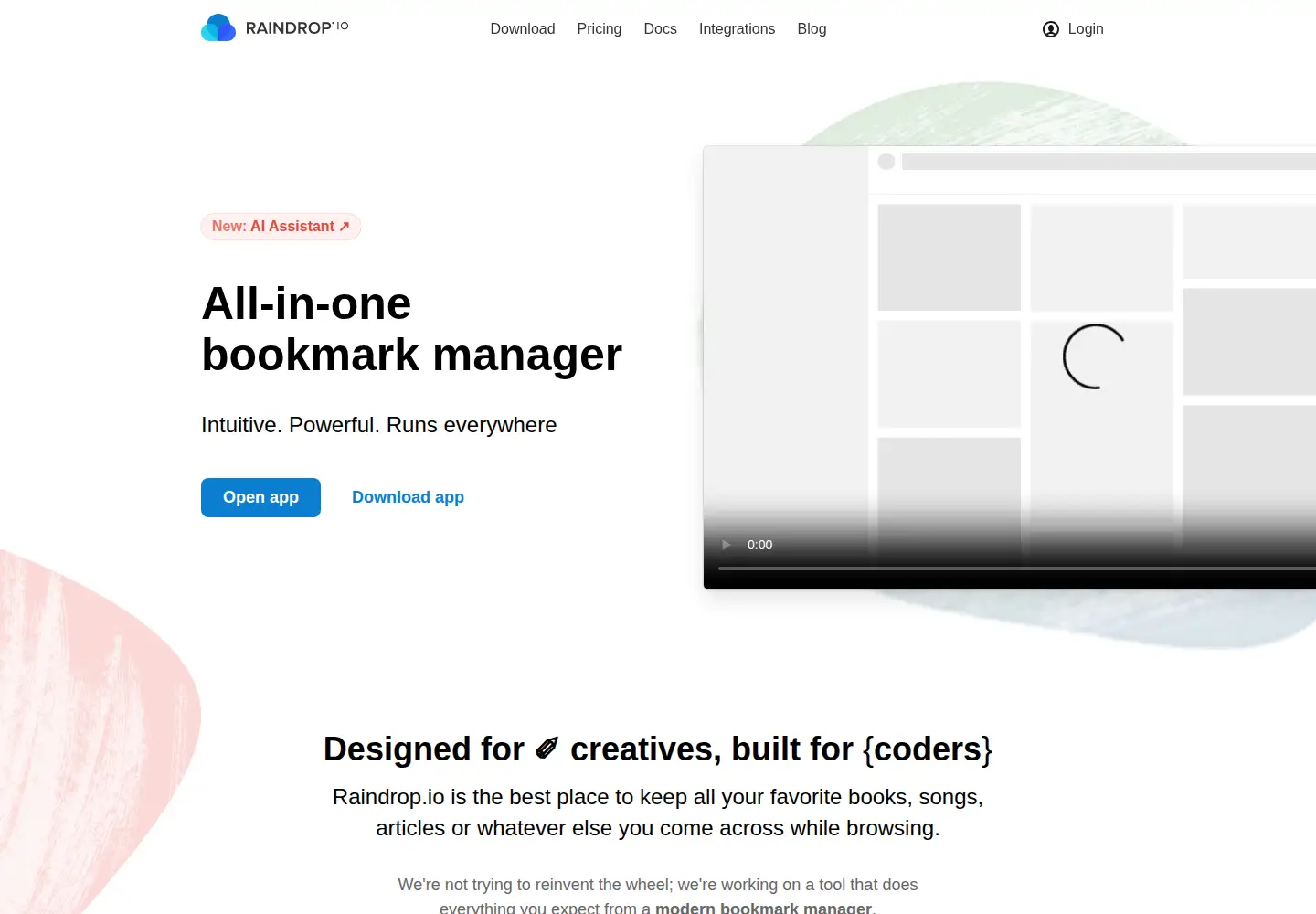 Screenshot of raindrop.io