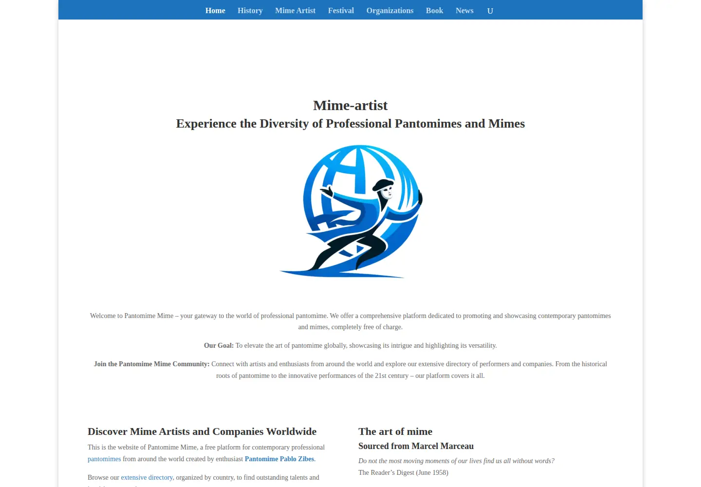 Screenshot of pantomime-mime.com