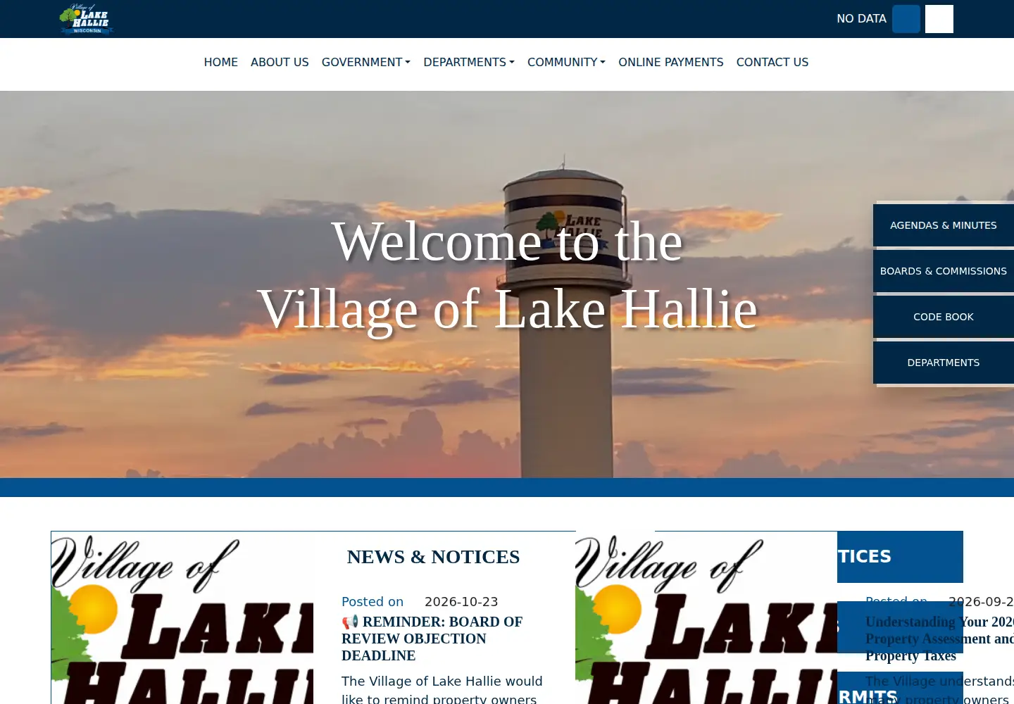 Screenshot of lakehallie.us