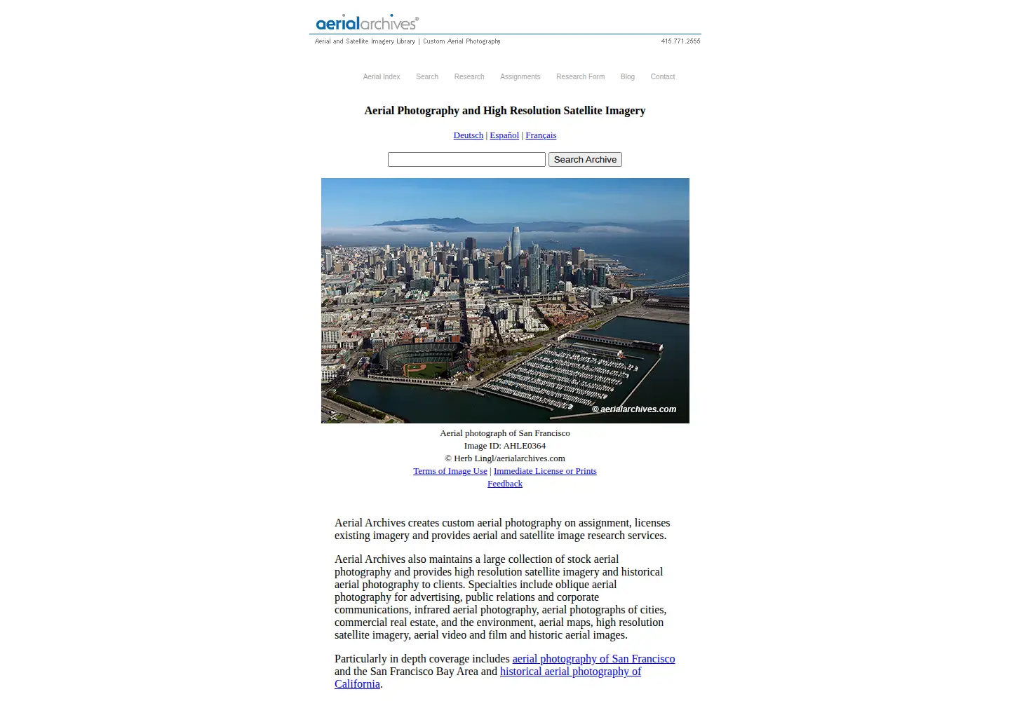 Screenshot of aerialarchives.com