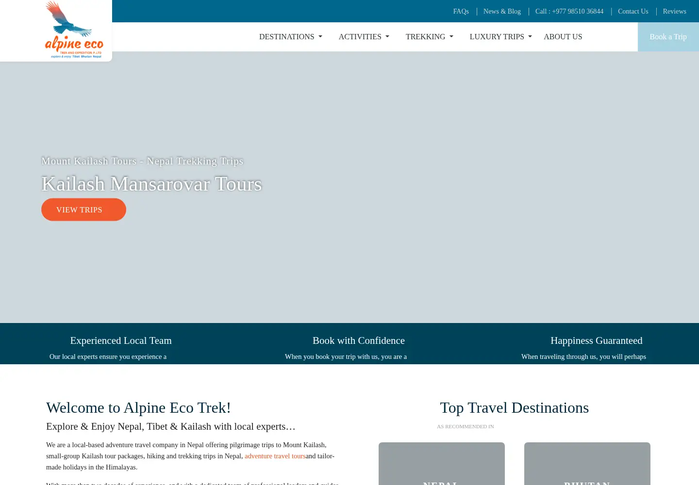 Screenshot of alpineecotrek.com