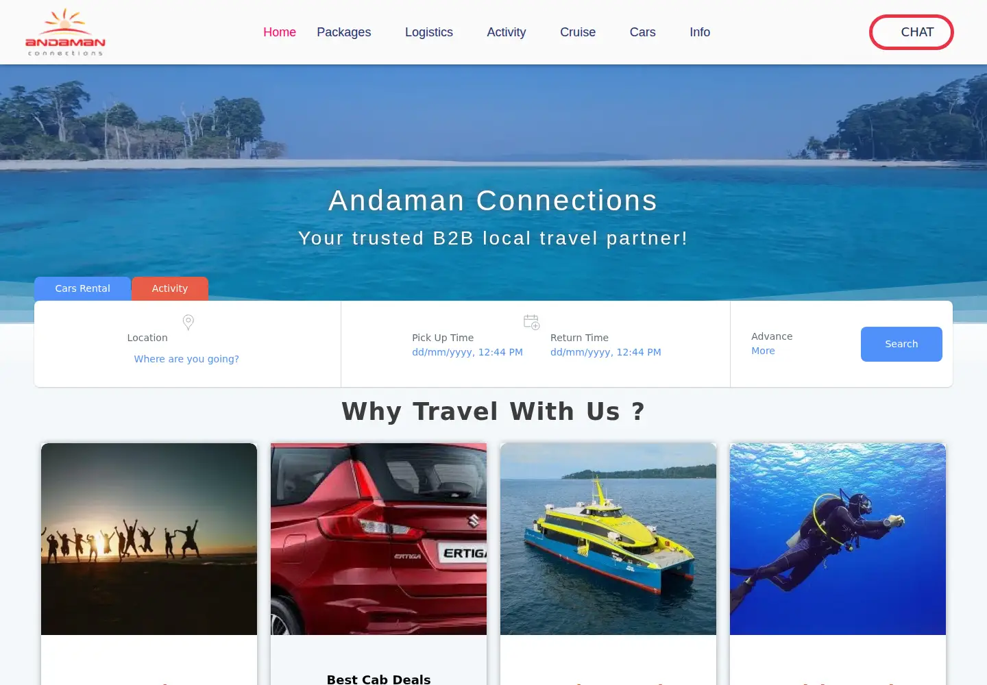 Captured homepage of andamanconnections.com in the current scan