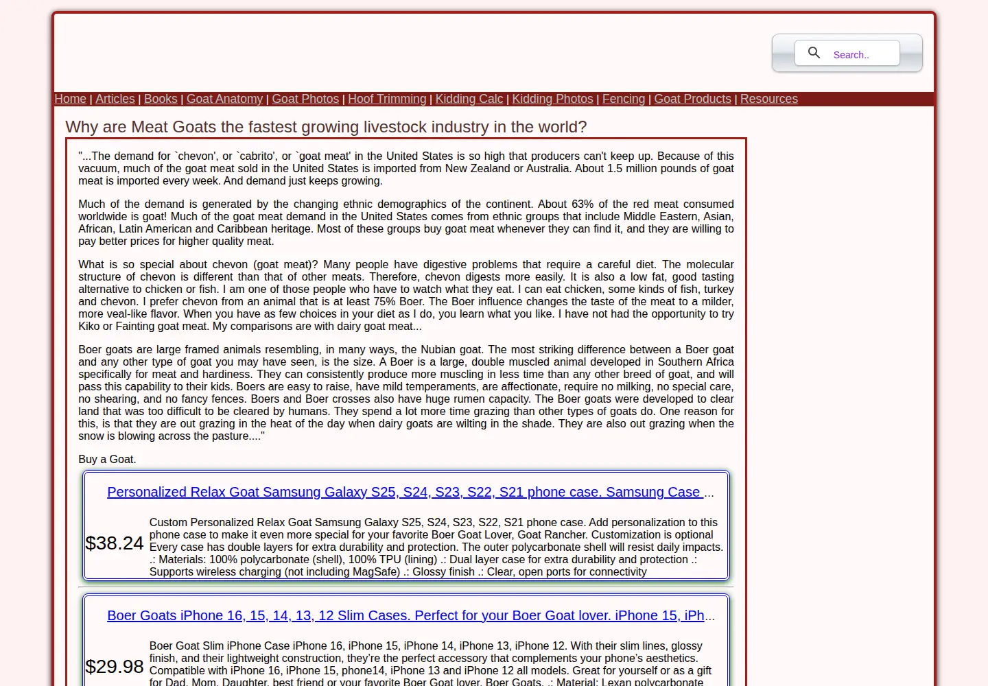 Screenshot of boergoatshome.com