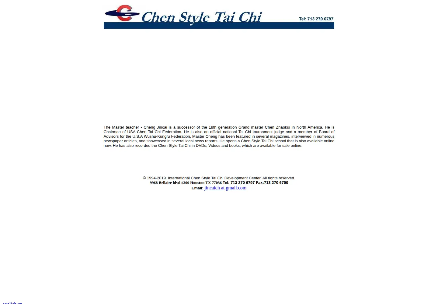 Screenshot of chenstyletaichi.com