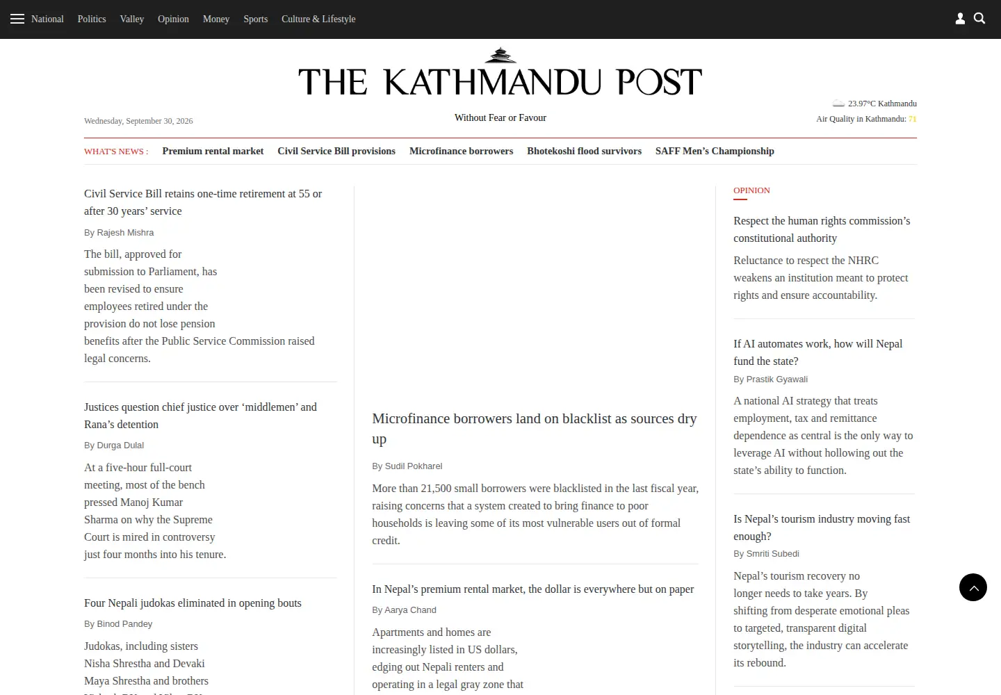 Screenshot of kathmandupost.com