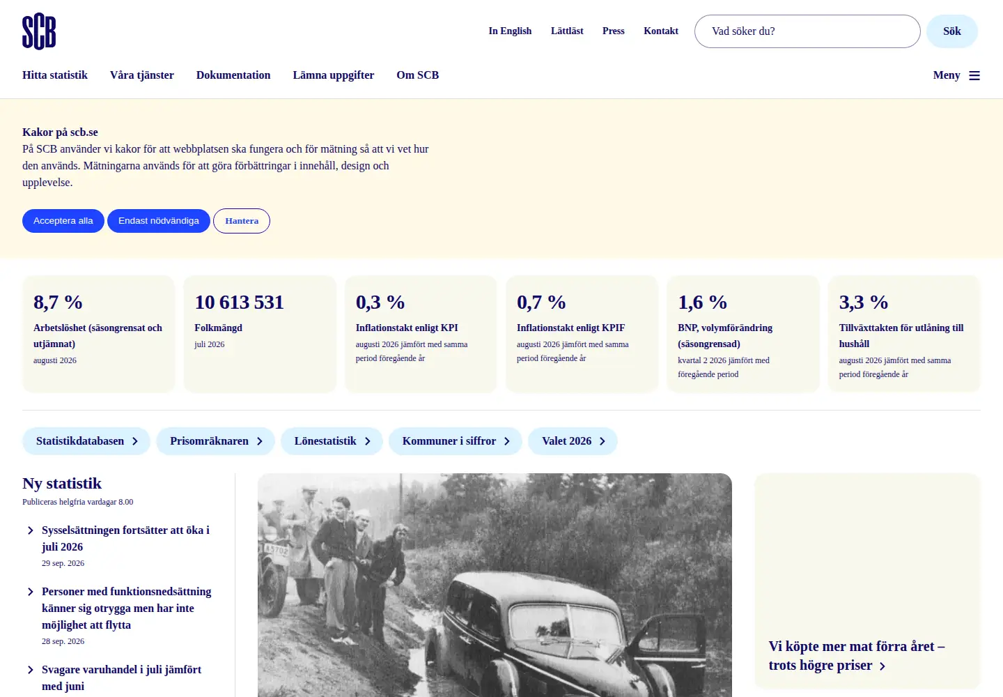 Screenshot of scb.se