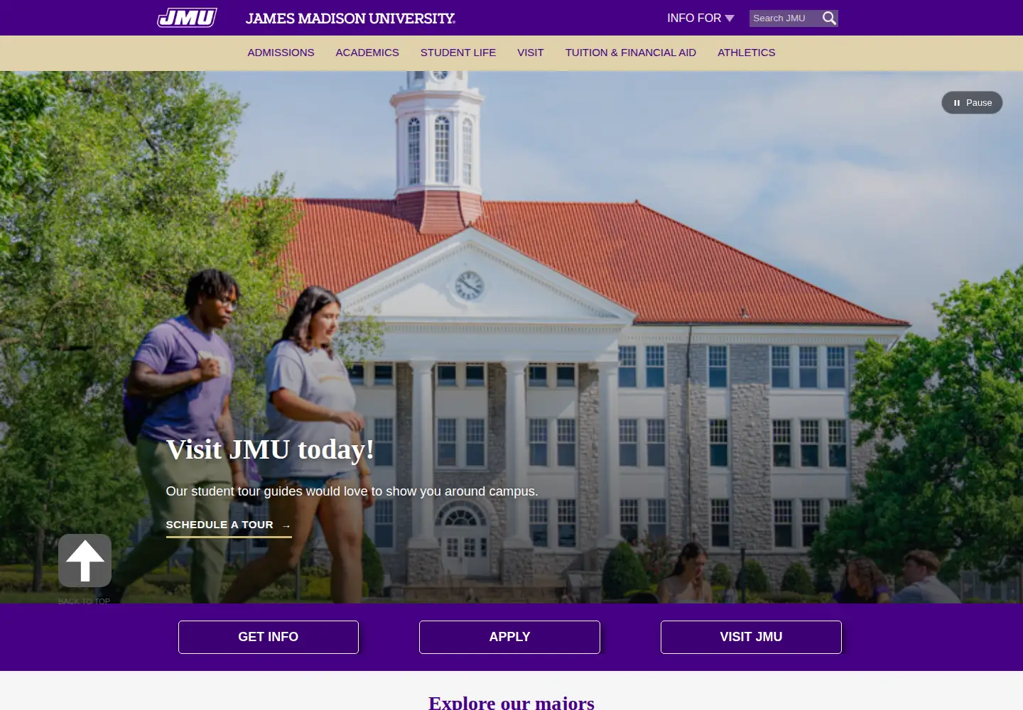 Screenshot of jmu.edu