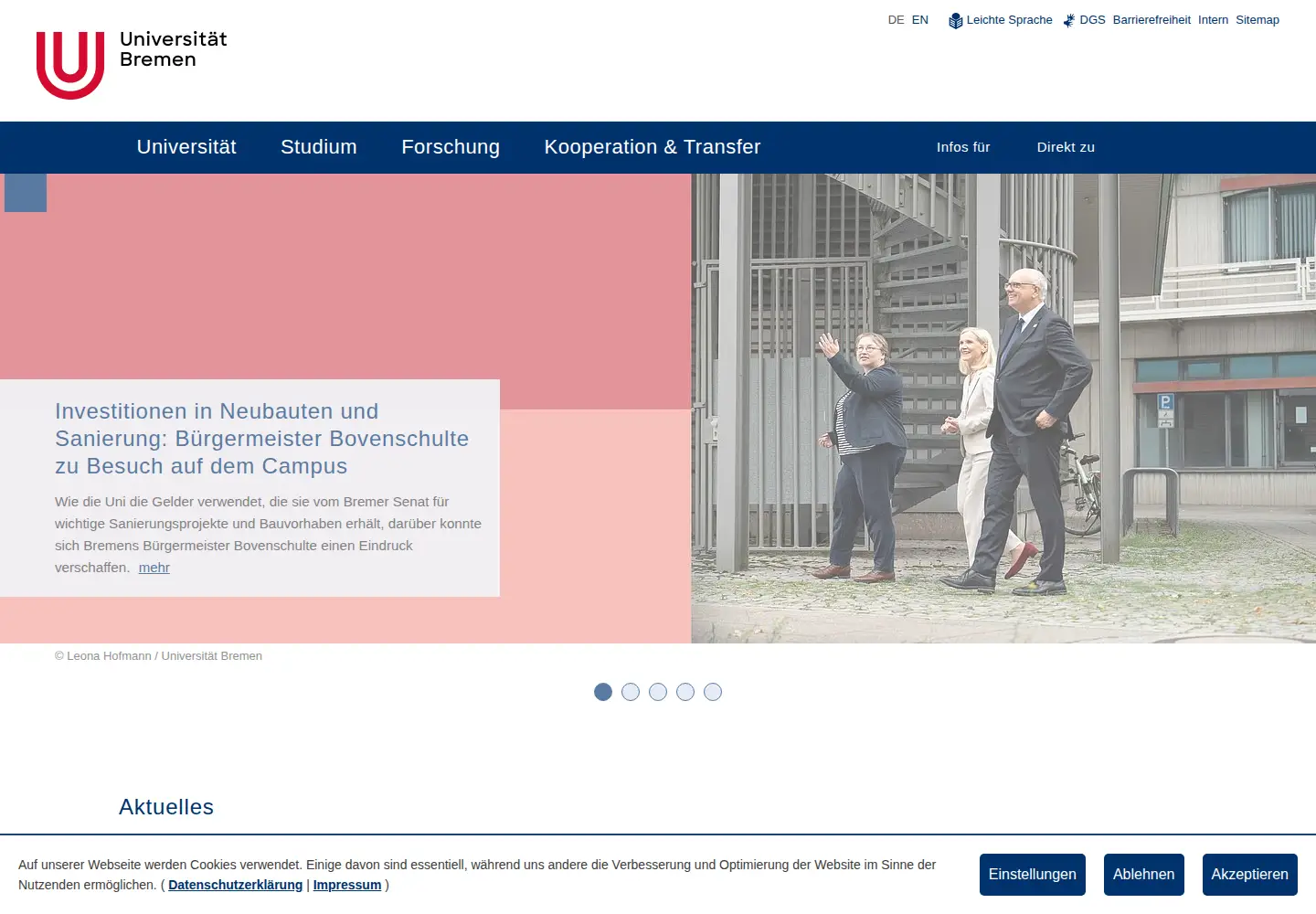 Screenshot of uni-bremen.de