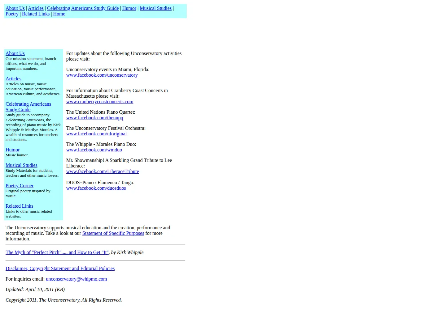 Captured homepage of unconservatory.org in the current scan