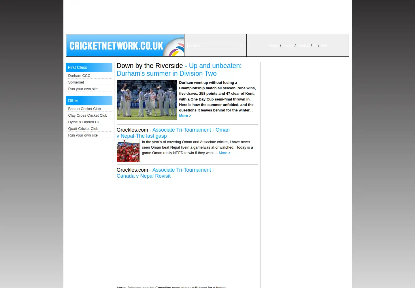 Screenshot of cricketnetwork.co.uk
