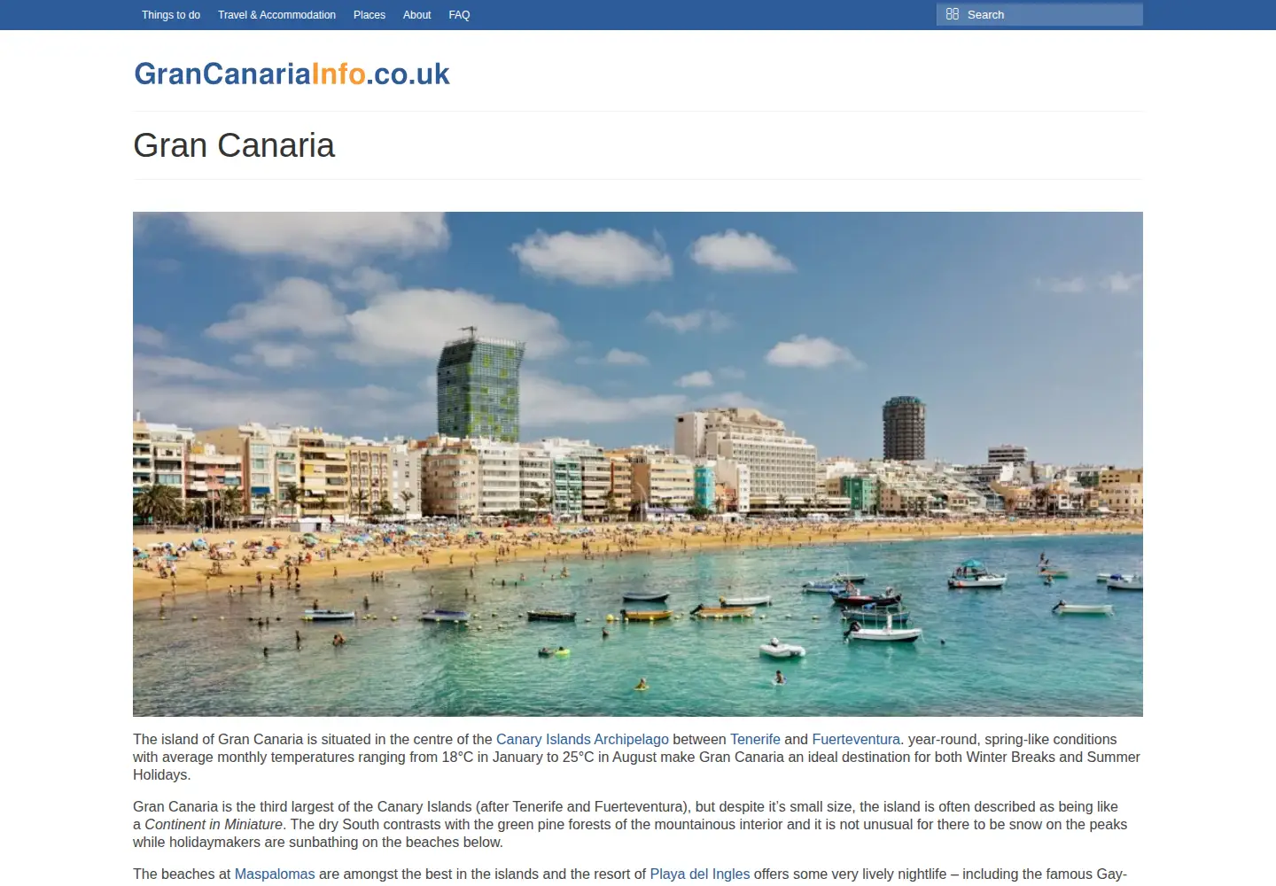 Screenshot of grancanariainfo.co.uk
