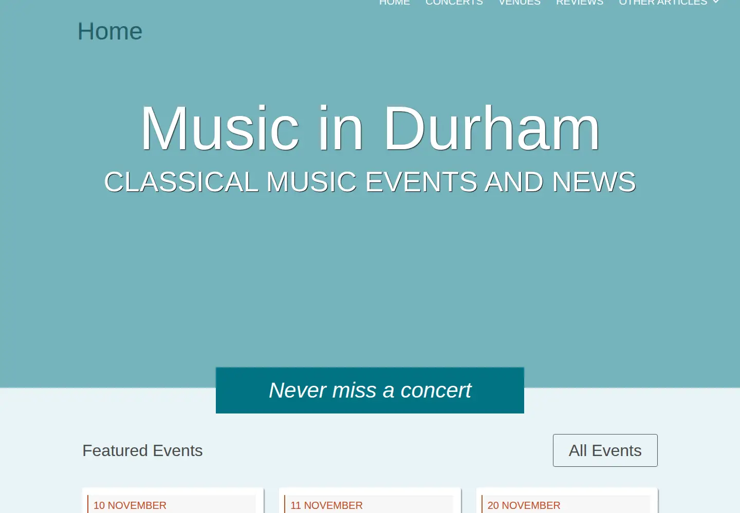 Screenshot of musicdurham.co.uk