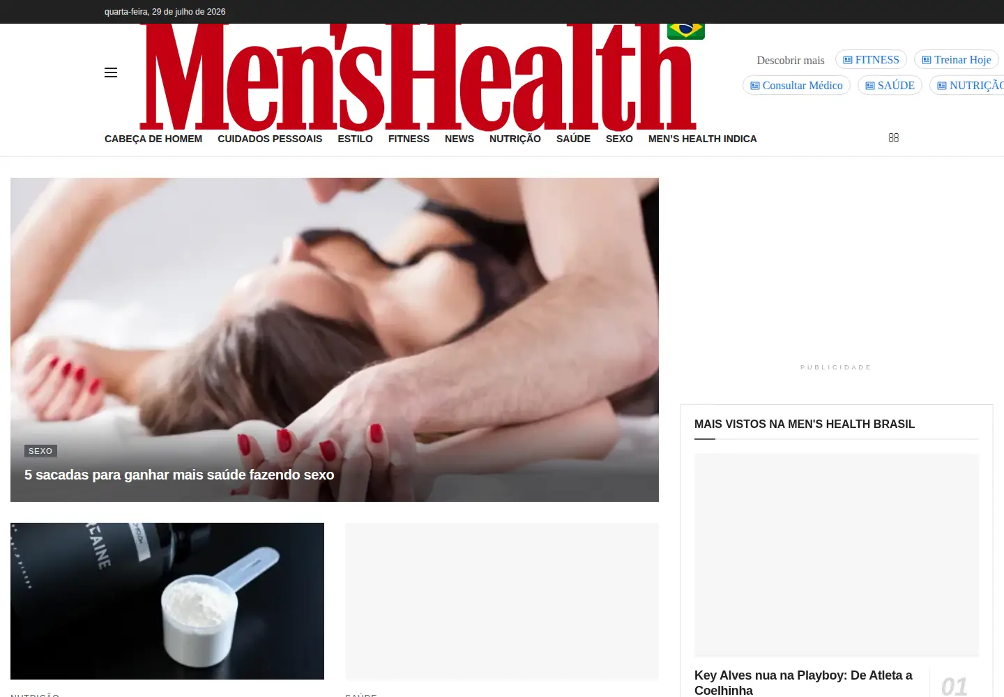 Captured homepage of menshealth.com.br in the current scan