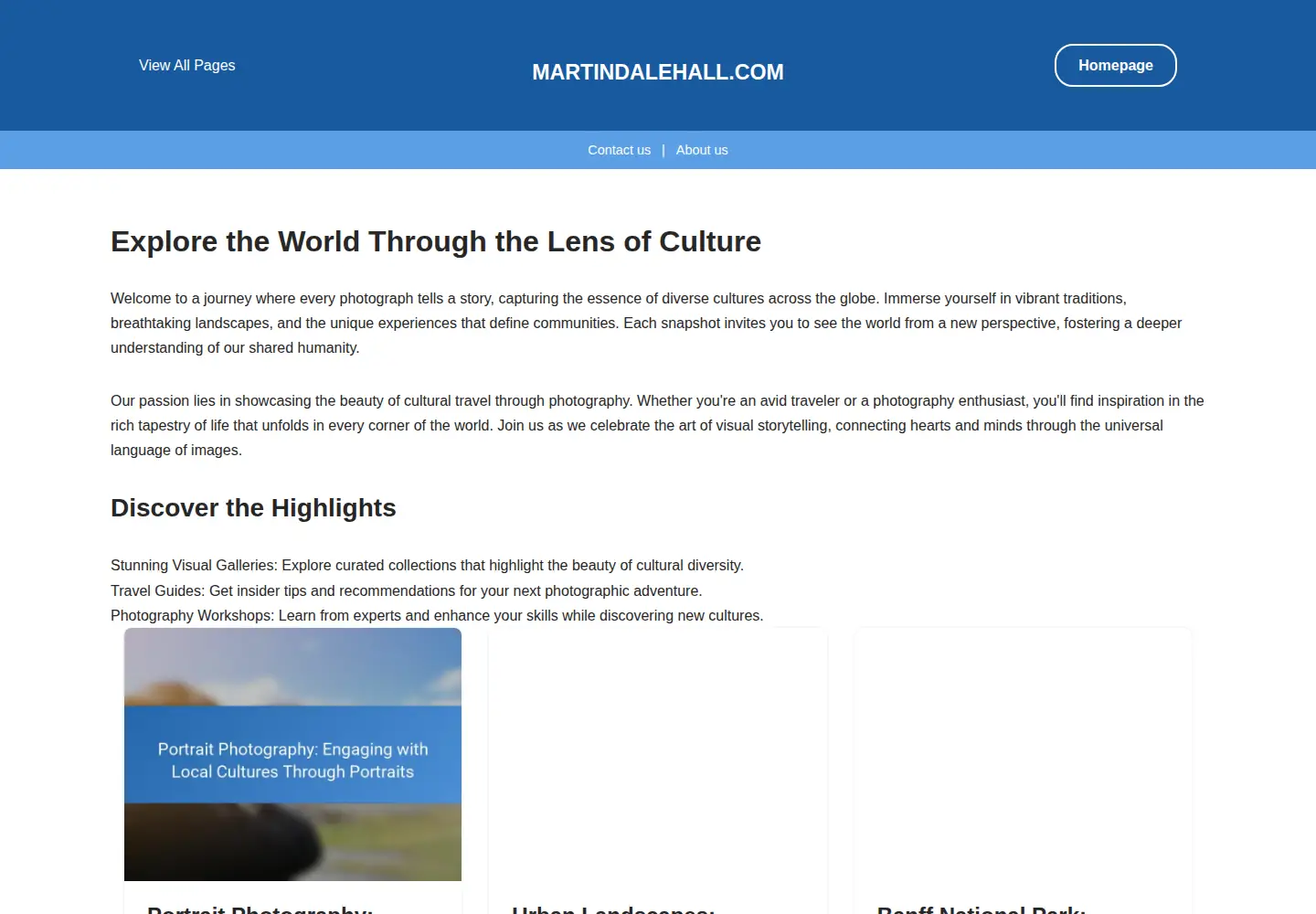 Captured homepage of martindalehall.com in the current scan