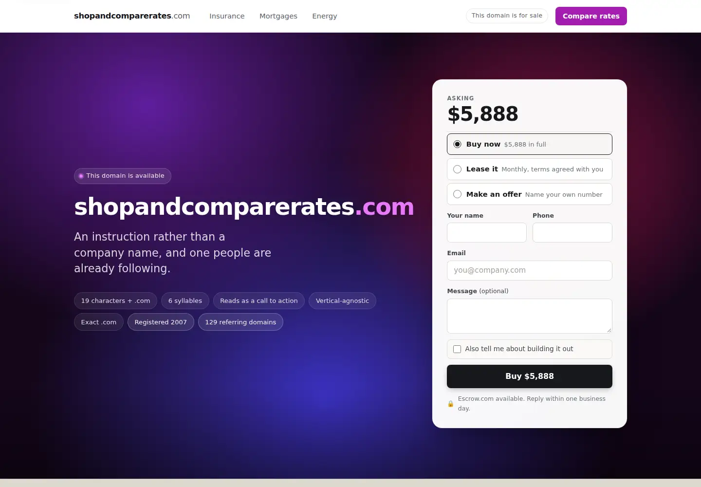 Screenshot of shopandcomparerates.com