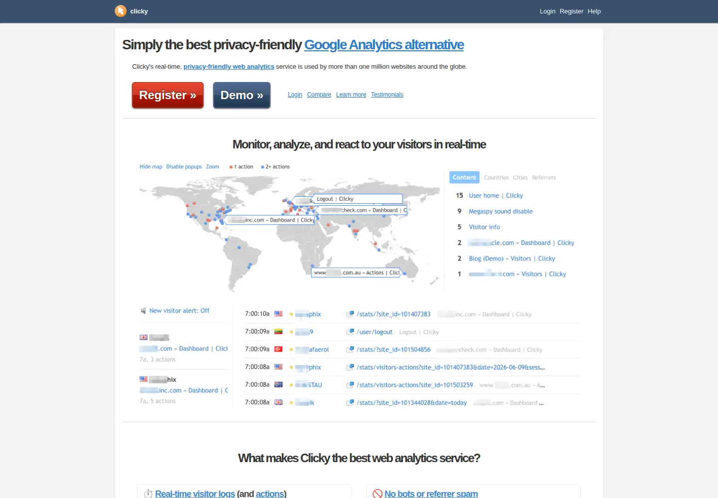 Screenshot of clicky.com