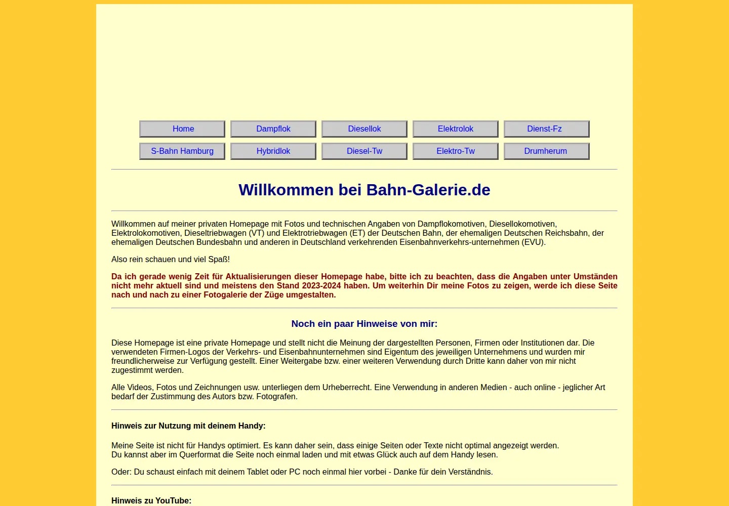 Captured homepage of bahn-galerie.de in the current scan