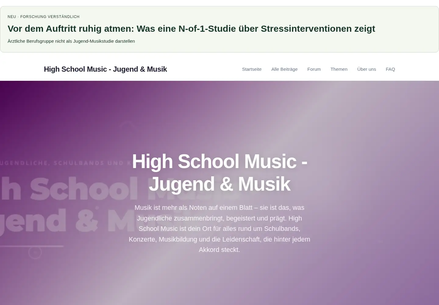 Captured homepage of highschoolmusic.de in the current scan