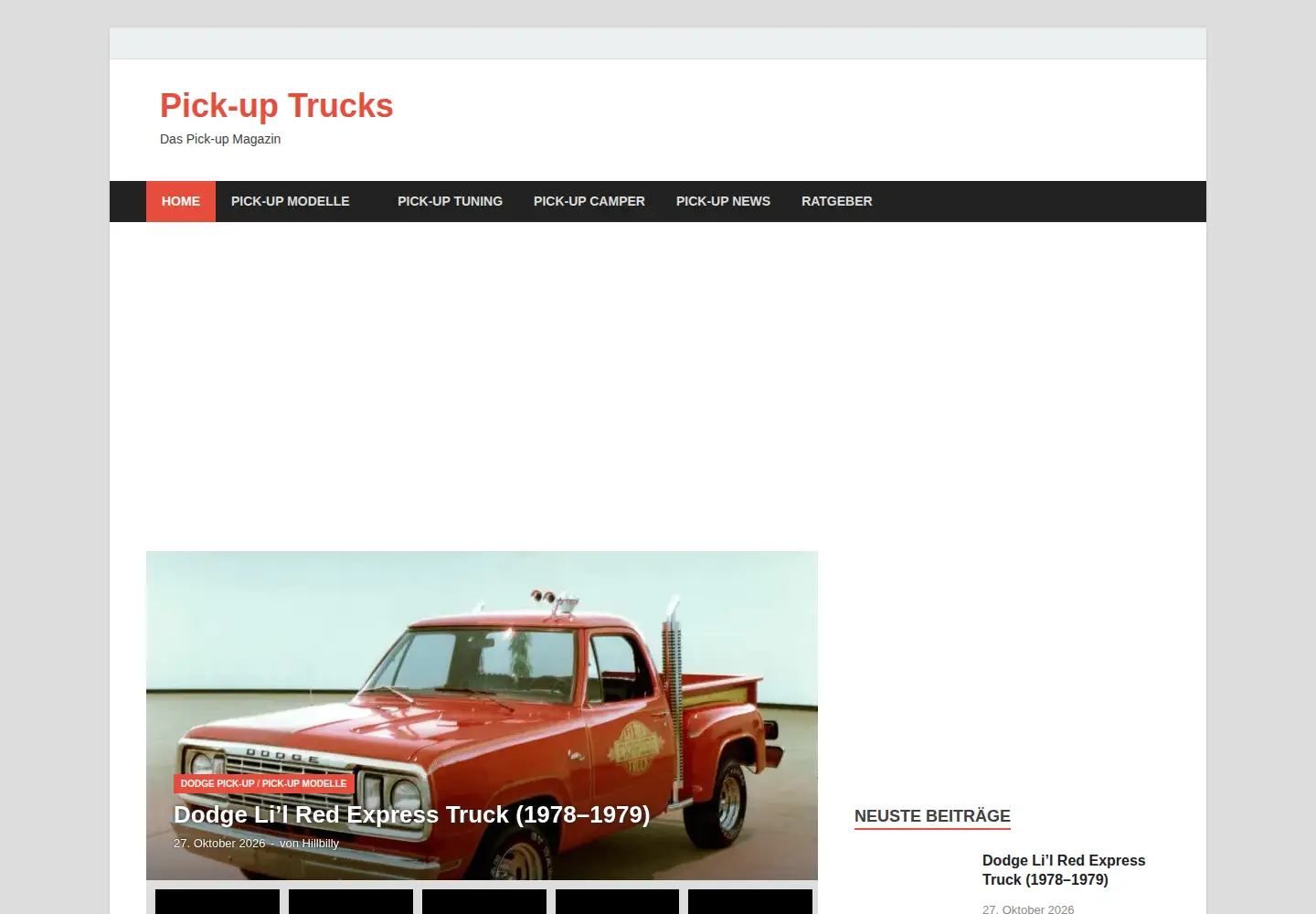 Captured homepage of pick-up-trucks.de in the current scan