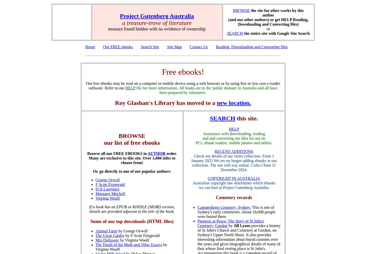 Screenshot of gutenberg.net.au