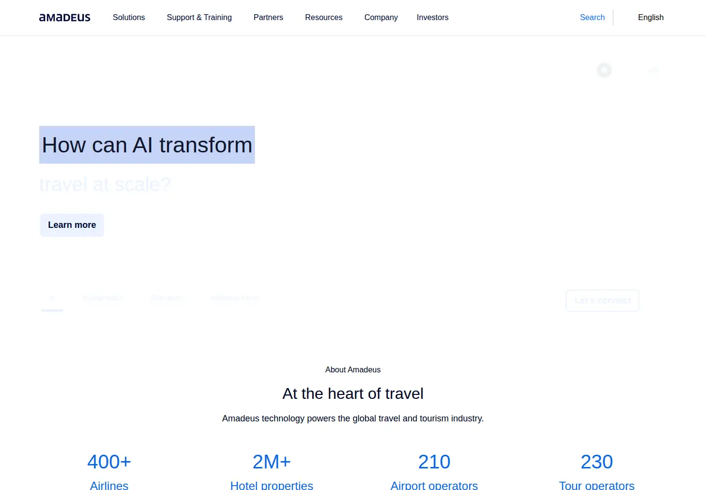 Screenshot of amadeus.com
