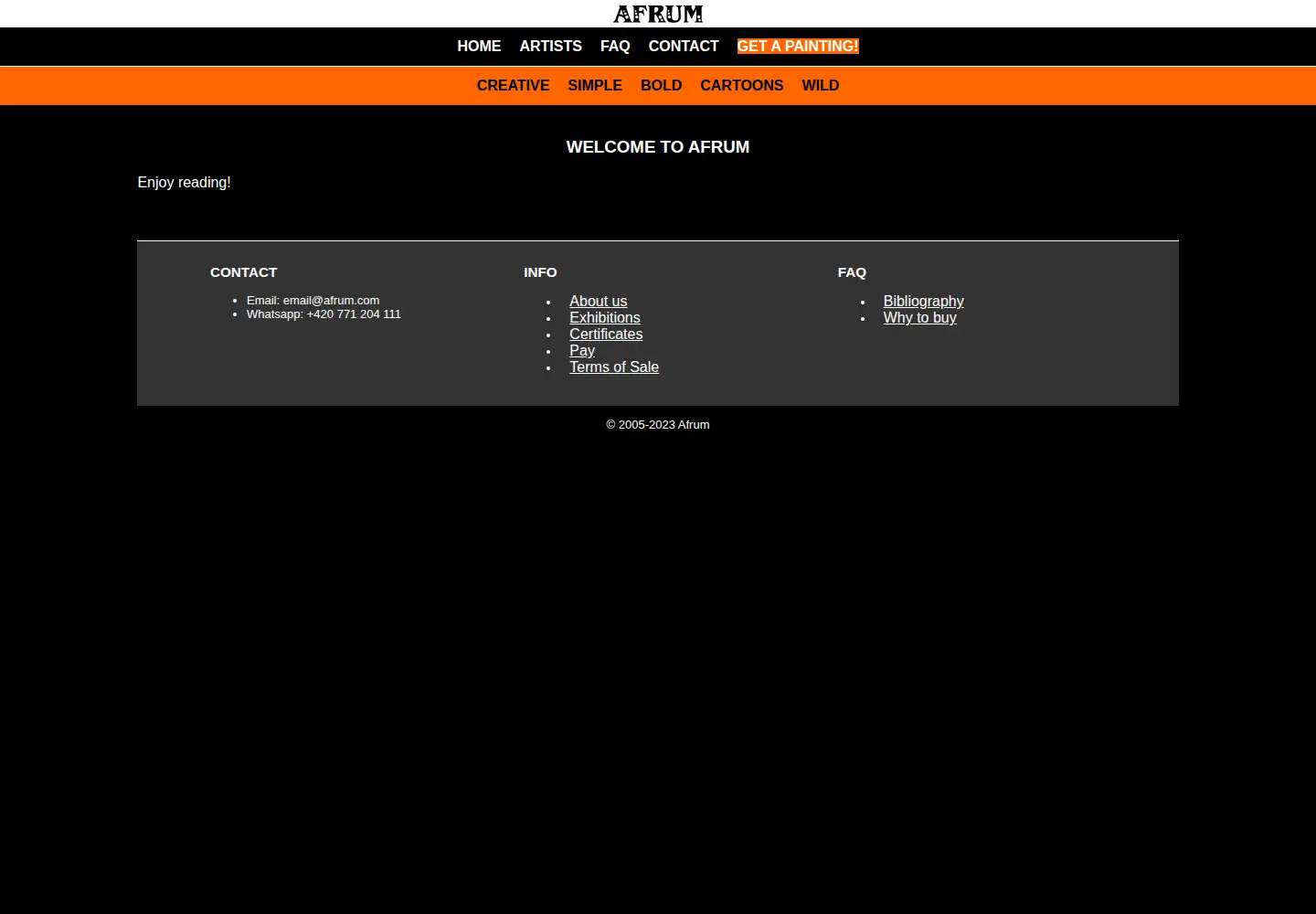 Captured homepage of tingatinga.org in the current scan