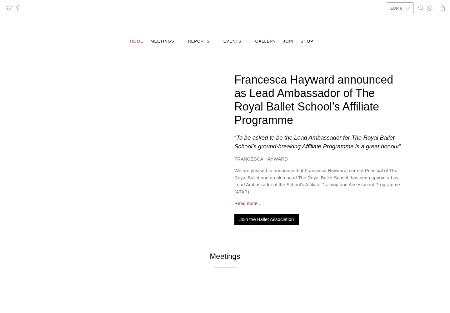 Captured homepage of balletassociation.co.uk in the current scan