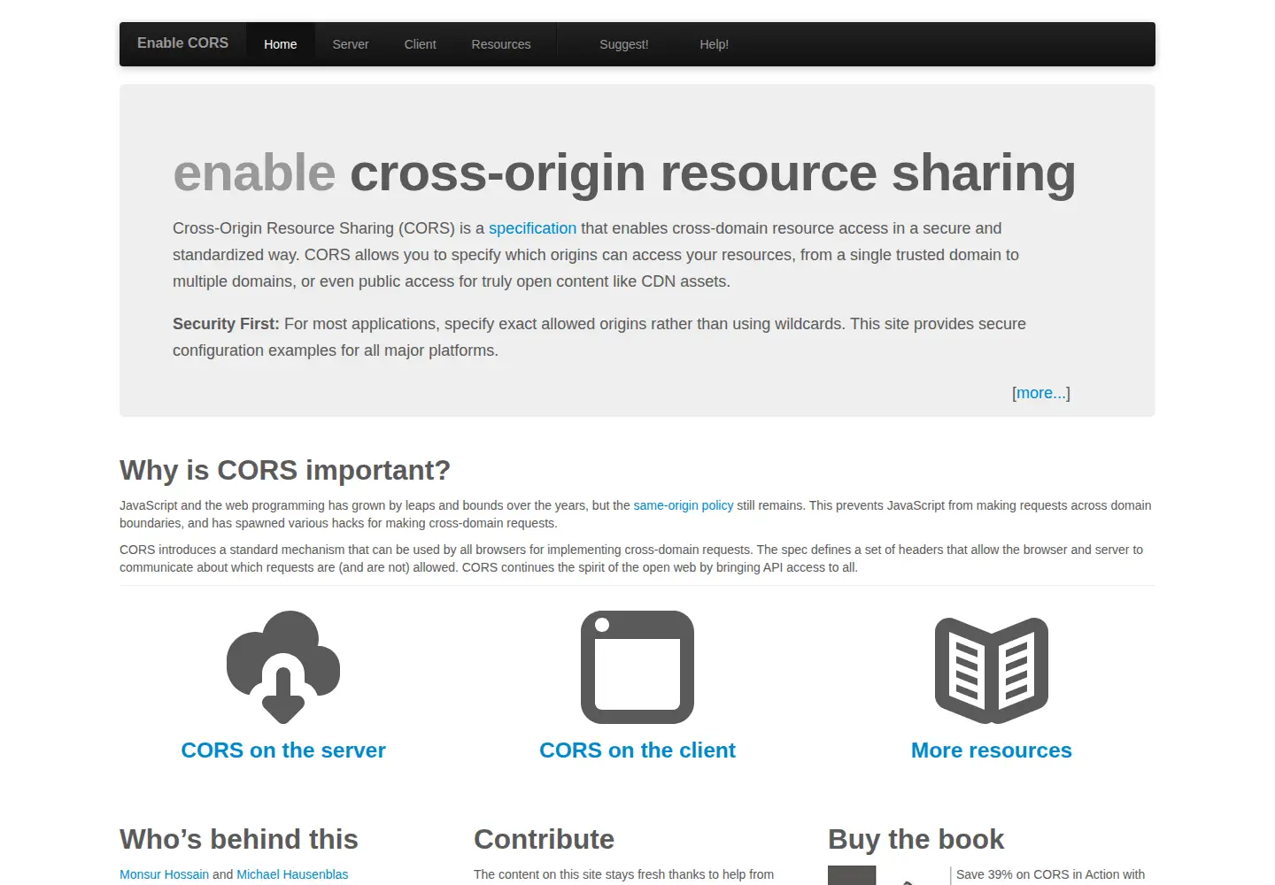 Screenshot of enable-cors.org