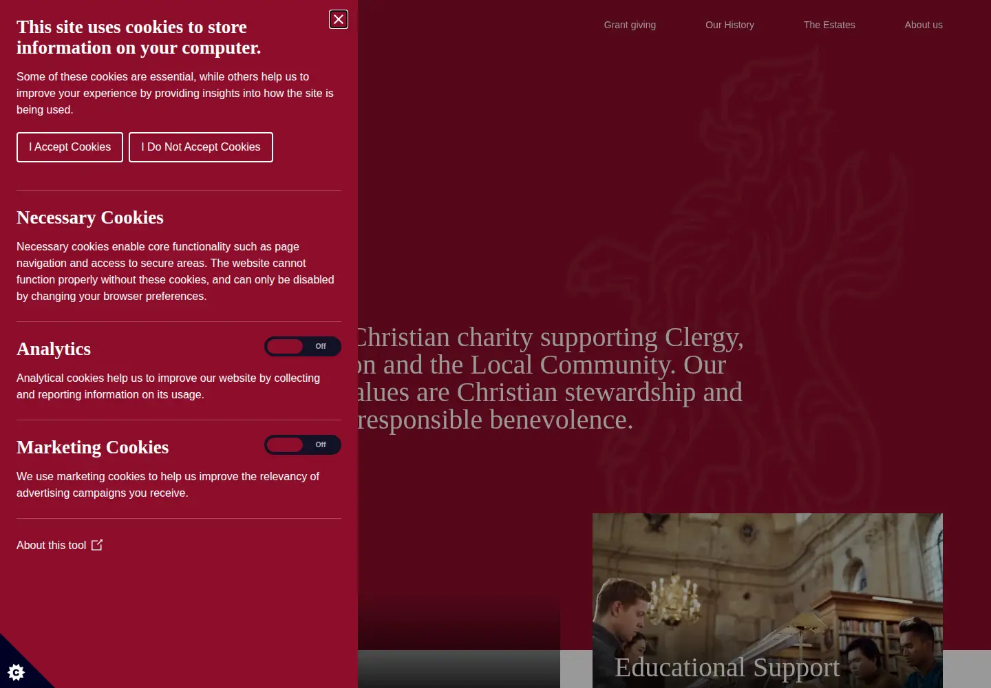 Captured homepage of lordcrewescharity.org.uk in the current scan