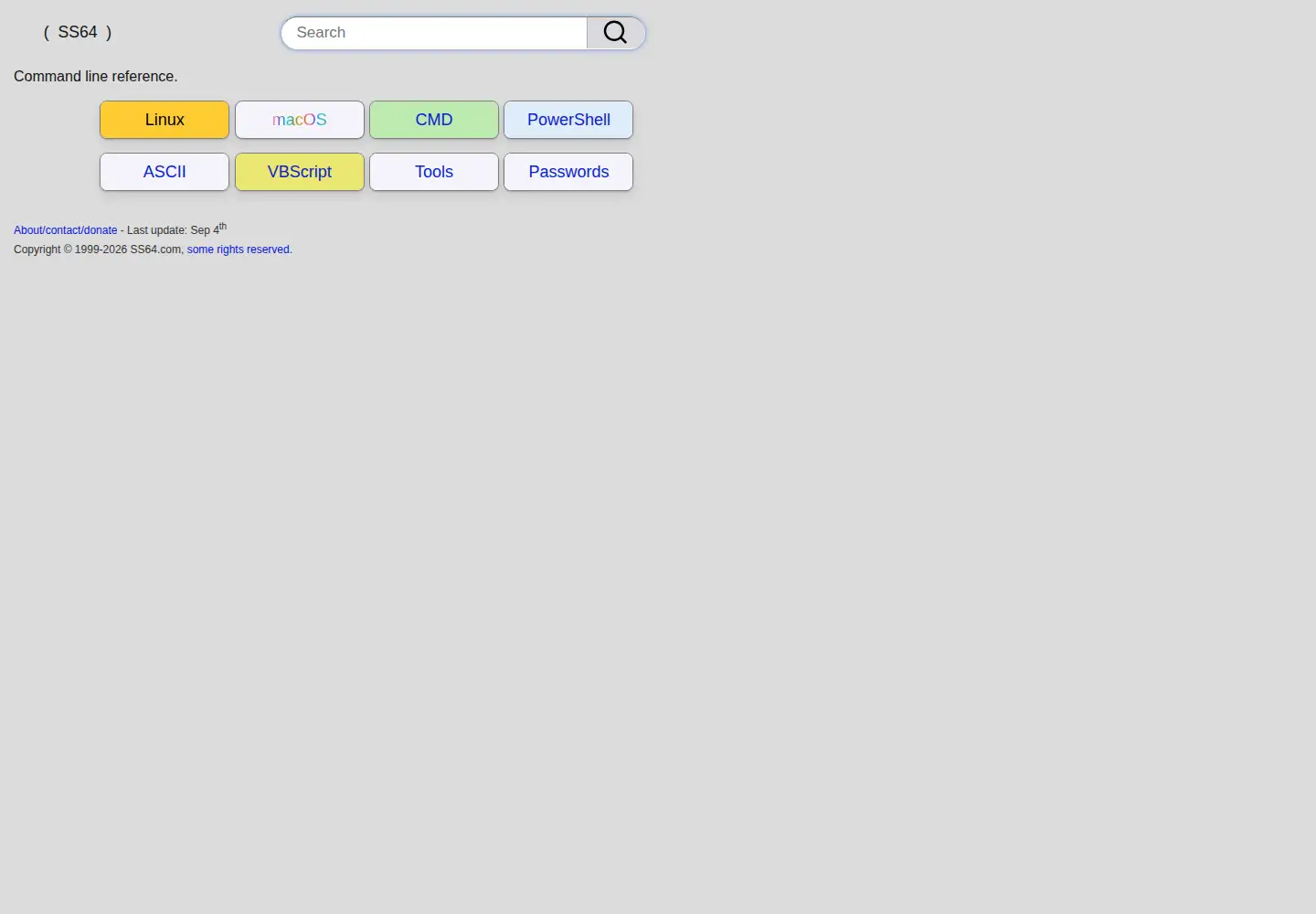 Screenshot of ss64.com
