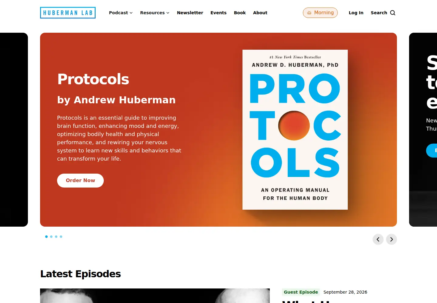 Screenshot of hubermanlab.com