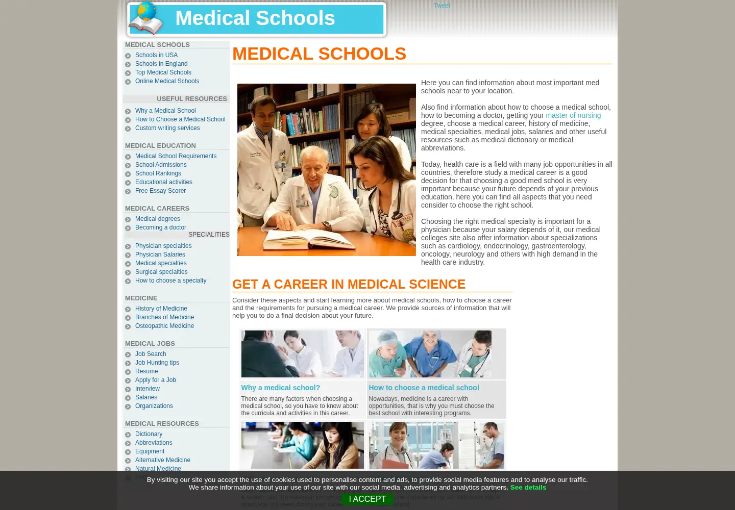 Screenshot of aboutmedicalschools.com
