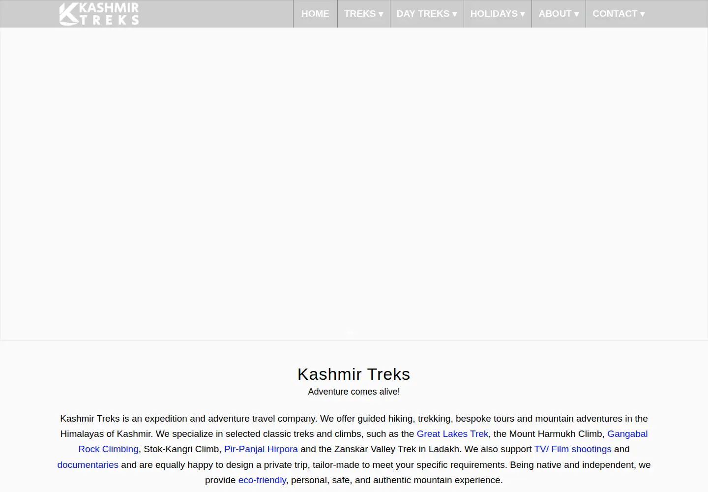 Captured homepage of kashmirtreks.com in the current scan