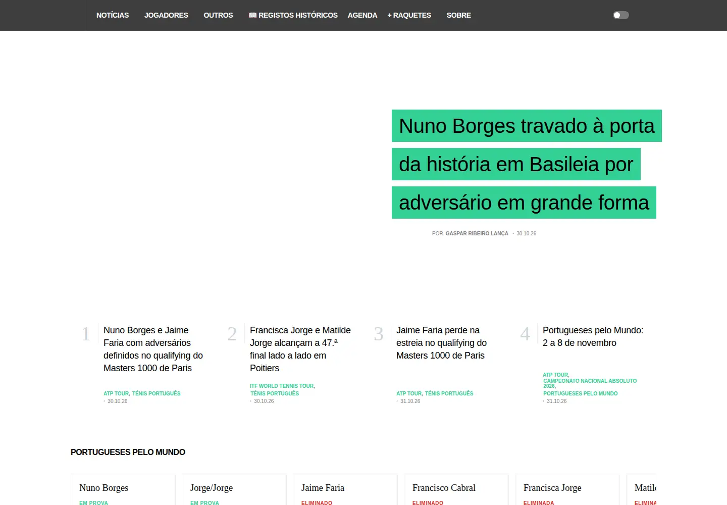 Captured homepage of tenis-portugal.com in the current scan