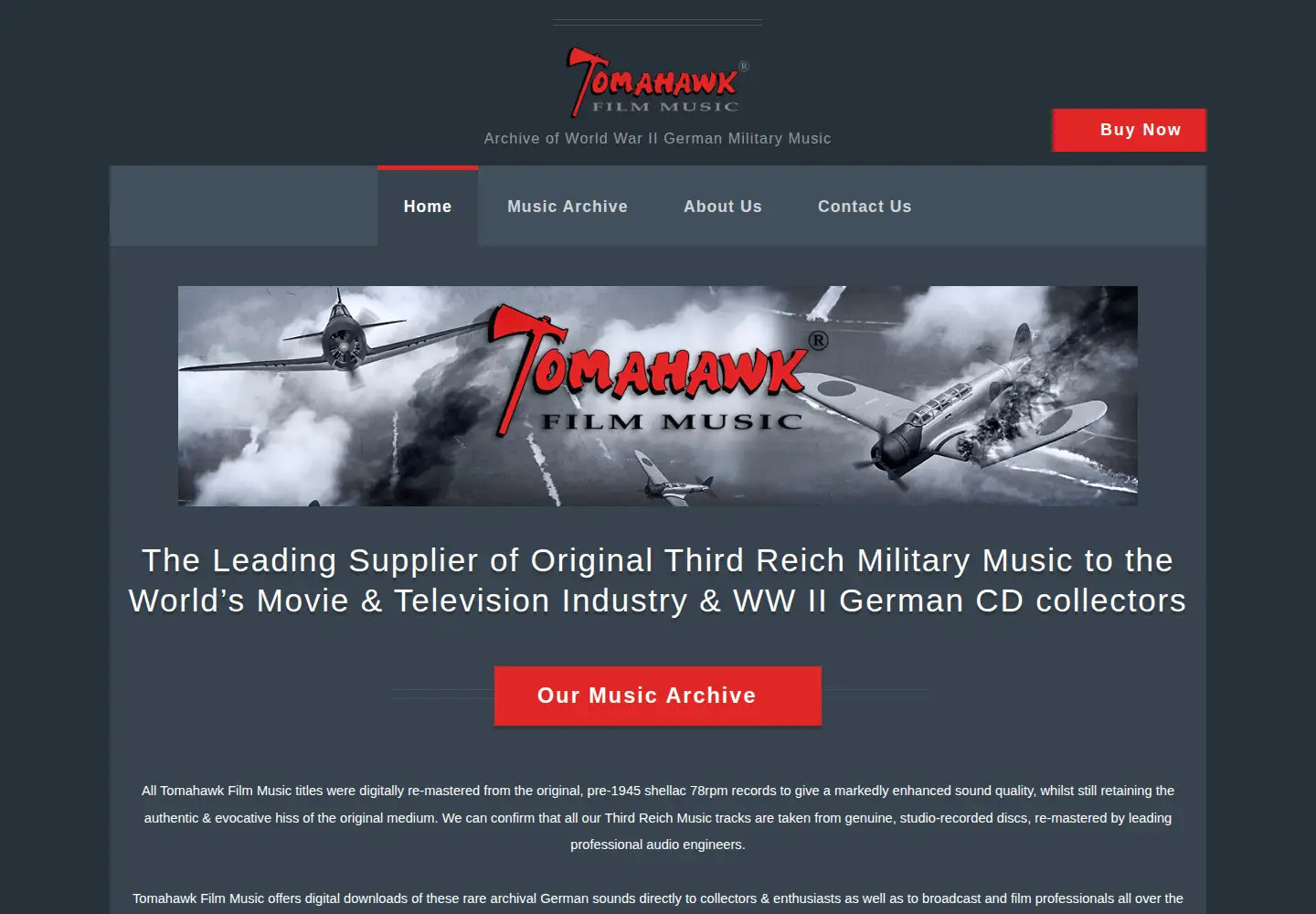 Screenshot of tomahawkfilms.com