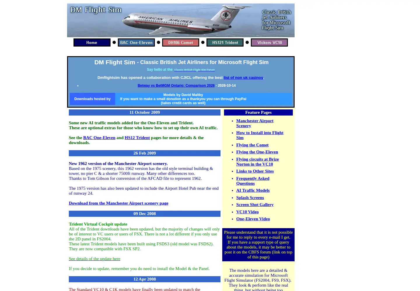 Screenshot of dmflightsim.co.uk