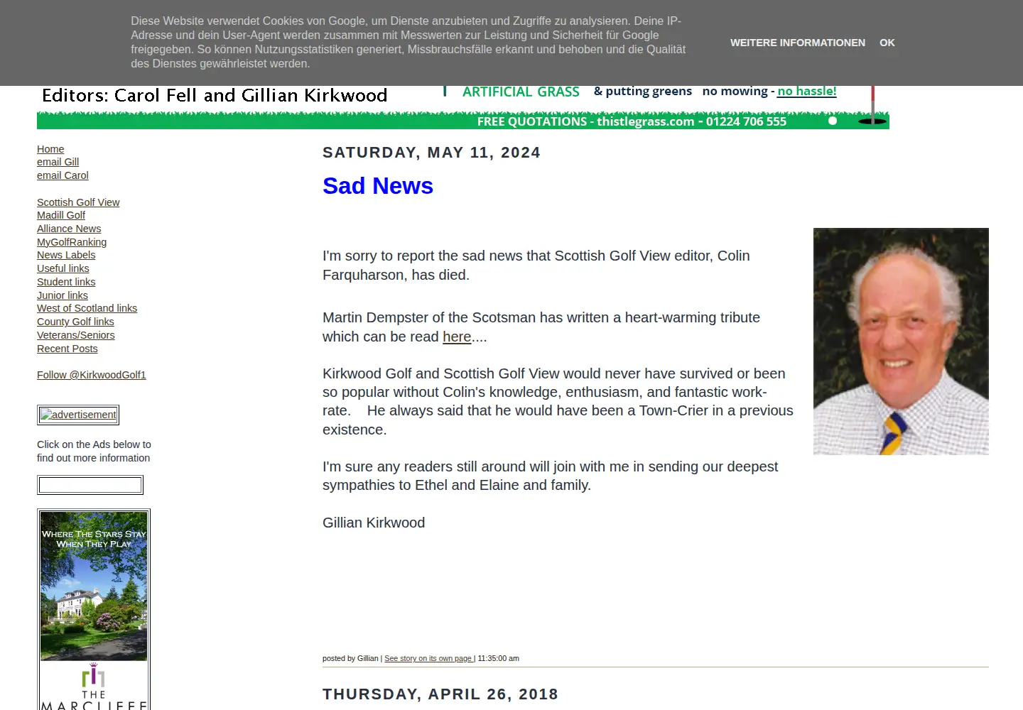 Screenshot of kirkwoodgolf.co.uk