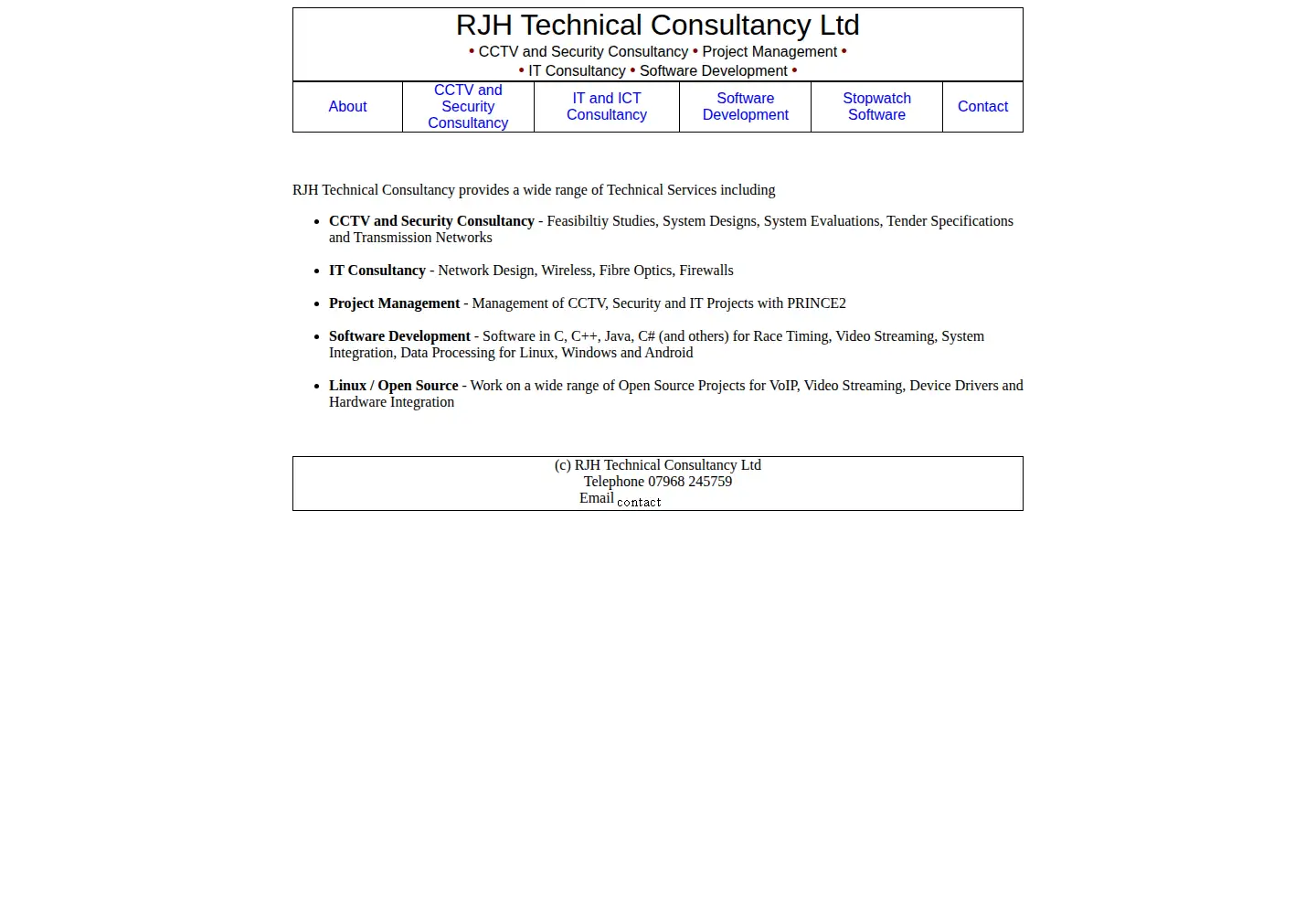Captured homepage of rjh.org.uk in the current scan
