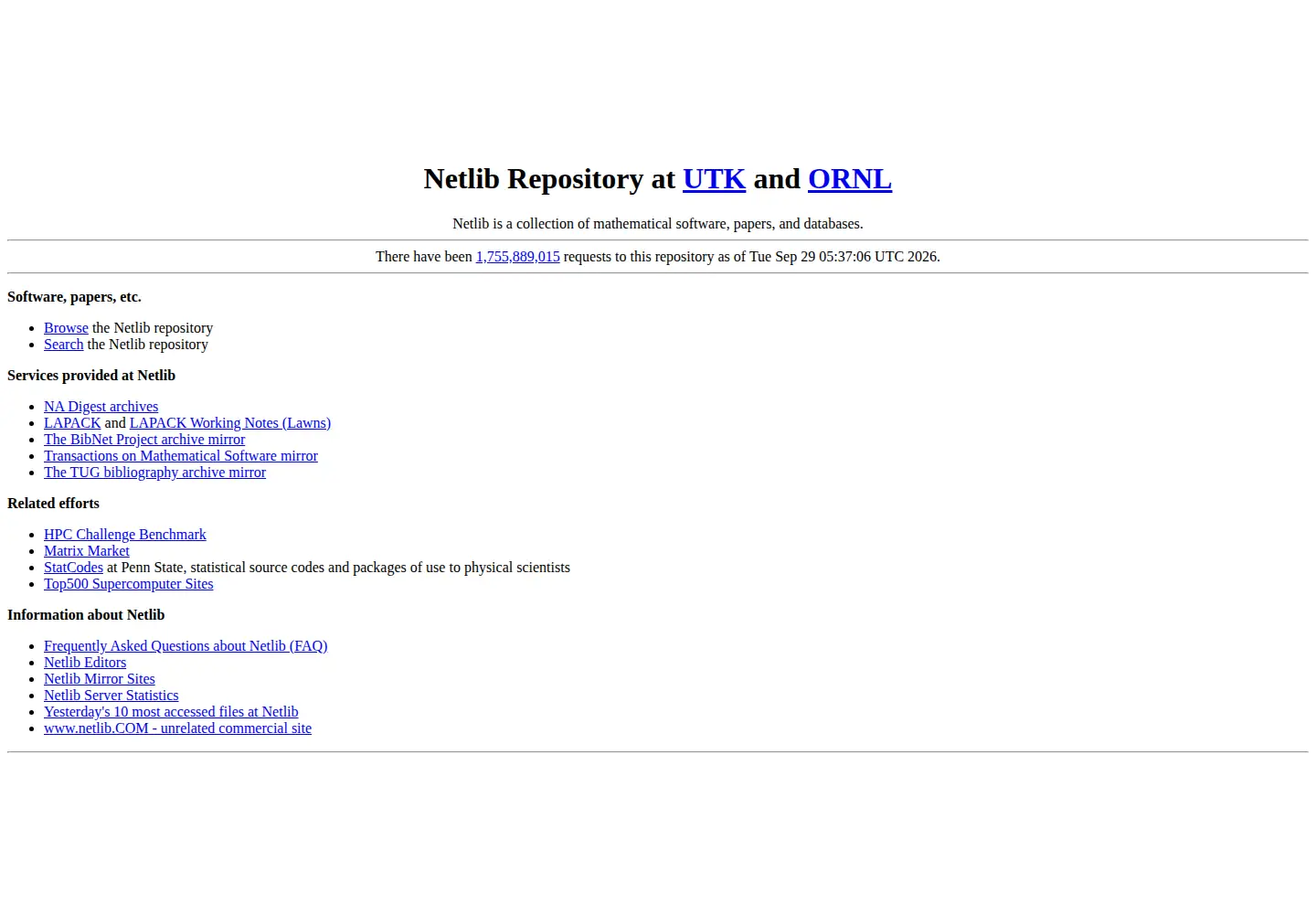 Screenshot of netlib.org